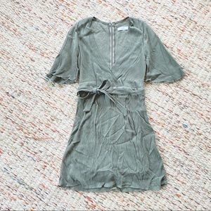 Oak + Fort Sage Green Crepe Faux Dress Romper